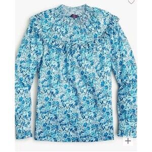 J.CREW Smocked Popover Top Liberty Elysian Day Floral Ruffles AU237 Size XXS